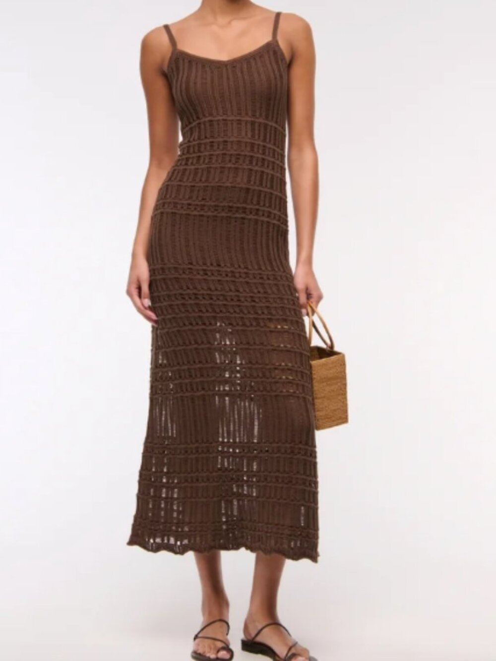 Abercrombie & Fitch Crochet Brown Maxi Dress Medium Petite